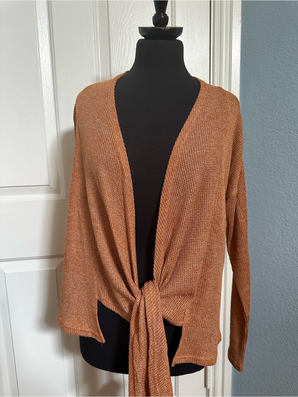 Knit Tie-Front Sweater in Rust